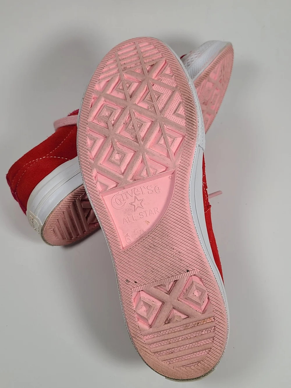 Converse Pink & Red Low-Top Suede Leather Sneakers Size 38.5 EU